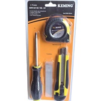 Ensemble de tournevis, couteau, ruban à mesurer en acier, ensemble d'outils de qualité industrielle, emballage double blister