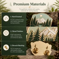 Broche en émail personnalisée motif Maison Champignon Clair de Lune, Badge Nature Forêt, Émail Dur, Cadeau Souvenir, Vente en Gros, OEM ODM, Fabrication de Broches