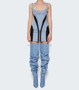 <span class=keywords><strong>Bottes</strong></span> <span class=keywords><strong>cuissardes</strong></span> en jean bleu pour femme, modèle Anok Sexy 105 Jahleel, à talon aiguille, qualité supérieure - Product Image 1