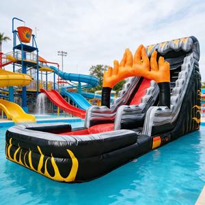 Tobogán Acuático Inflable con Temática de <span class=keywords><strong>Fuego</strong></span> <span class=keywords><strong>y</strong></span> Bruma, Piscina de Chapoteo para Niños, Equipo de Juego de Aventura Llamaante, PVC de Grado Comercial para Exteriores - Product Image 3