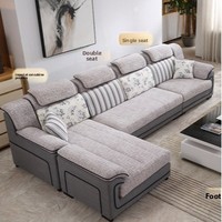 Conjunto de Sofá Moderno de Tela con Chaise Longue en Forma de L, Simple, Grande y Pequeño, Lavable, Relleno de Esponja, para Villa, Escuela, Taller