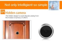 Caméra de visiophone intelligente Anjielo 2MP avec écran TFT LCD 4,3 pouces, vision numérique couleur, visualisation en un clic pour surveillance grand angle de la porte, vision nocturne