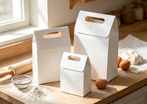 Multi-size White Flip Handle Stand-up Bags Made Thick White Cardboard Eco-Friendly Recyclable Four-Color Printing Integrated - Product Image 5