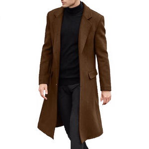 <strong>Men's</strong> Casual Slim Fit Collarless Trench <strong>Coat</strong> Long Jacket Single-Breasted <strong>Pea</strong> <strong>Coat</strong> with Pockets Woven 100% Polyester - Product Image 2