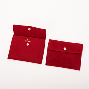 Sac à bijoux en velours rouge Glampkg avec fermeture à pression métallique, sac à bijoux anti-poussière pour collier, boucles d'oreilles, rangement, logo personnalisable - Product Image 2