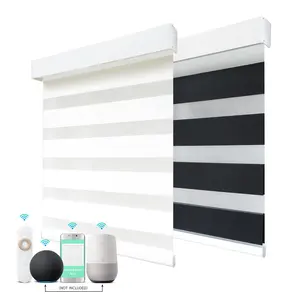 Low noise smart blackout battery motorized day and night zebra blinds