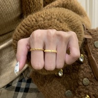 Bague étoile à huit branches brossée vintage, design de niche haut de gamme, plaqué or véritable, pour l'index