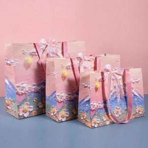 Bolsas de Regalo de Papel con Asas, Elegantes, con Diseño Floral Moderno, Impresión Offset con Logotipo Personalizado, con Flores 3D, para el Día de la Madre - Product Image 6