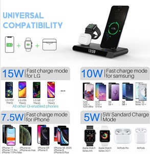 แท่นชาร์จไร้สาย15W แบบ3 In 1,สำหรับ <span class=keywords><strong>Apple</strong></span> <span class=keywords><strong>iPhone</strong></span> <span class=keywords><strong>13</strong></span>และ IWatch สำหรับ Airpod นาฬิกาไฟ LED อัจฉริยะแบบไร้สายชาร์จเร็ว - Product Image 4