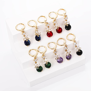 Bijoux CM Fashion, boucles <span class=keywords><strong>d</strong></span>'oreilles 14k, Huggie, papillon, grandes boucles <span class=keywords><strong>d</strong></span>'oreilles en zircon <span class=keywords><strong>bleu</strong></span>, rouge, noir, vert, violet, luxe pour femme - Product Image 1