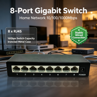 Switch de Red Gigabit de 8 Puertos 10/100/1000Mbps, Metálico, de Escritorio, 16Gbps, Plug and Play, Apilable, para Hogar, Oficina, Cámara IP, AP-6008G