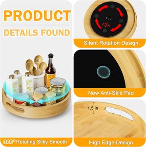 Organizador <span class=keywords><strong>de</strong></span> bambú Lazy Susan antideslizante para cocina, <span class=keywords><strong>estante</strong></span> <span class=keywords><strong>giratorio</strong></span> para especias, tocadiscos <span class=keywords><strong>de</strong></span> madera, estantes <span class=keywords><strong>de</strong></span> <span class=keywords><strong>almacenamiento</strong></span> para armario <span class=keywords><strong>de</strong></span> cocina - Product Image 5
