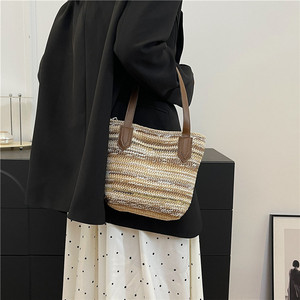 Bolso de playa de verano, bolso de paja de <span class=keywords><strong>rafia</strong></span>, bolso de paja tejido de <span class=keywords><strong>rafia</strong></span> de paja de gran tamaño, bolso de mujer grande Natural enorme - Product Image 5
