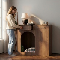 Table de chevet et table d'appoint de canapé multifonctionnelle en bois de luxe moderne avec niche pour chat intégrée – Table de bout de canapé pour salon