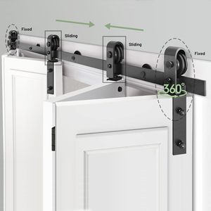 Kit Hardware per Porta Pieghevole a J RHETECH, Acciaio Resistente, Porta Doppia con Installazione a Vite, Accessori per Binario Scorrevole per Porta Stile Fienile - Product Image 3