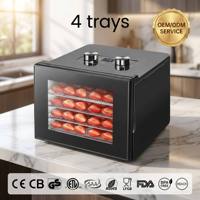 Mini draagbare voedseldroger met 4 trays, glazen deur, multi-gecertificeerd, kleine voedseldroger, aangepaste logo voor thuiskeuken