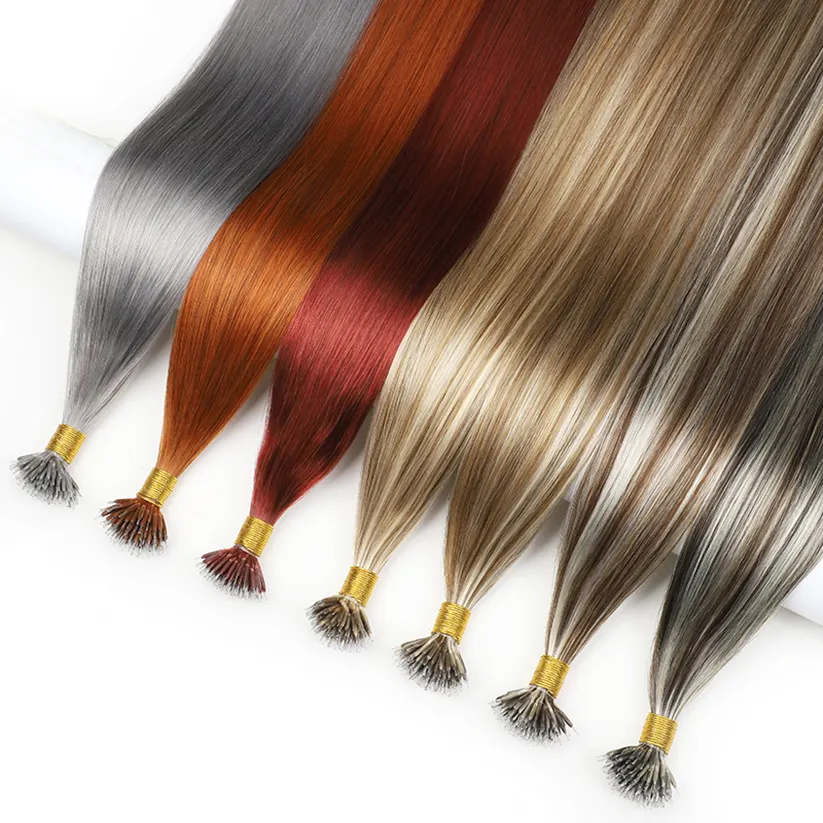 nano hair extensions 100% remy hair virgin double drawn russian 100g 1g/strand 24 inch brown nano ring human hair extensions