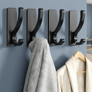 Promixo Adhesive Wall Hooks Rust Resistant Minimalist Design Heavy Duty 13lb 4 Pack Towel Hooks for Bathroom Kitchen Bedroom - Product Image 3