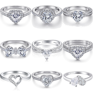 Fábrica de Joyería Personalizada, Anillos de Plata de Ley 925 con Baño de Rodio, con Circonita Cúbica en Forma de Corazón Romántico para Mujer, Joyería Fina - Product Image 1