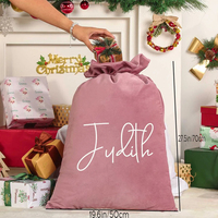 Bolsa de Terciopelo Cuadrada Personalizada de Lujo para Dulces de Navidad y Ramadán, con Nombres Sublimados, Saco de Santa, Gran Venta