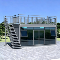 SKYLINE Maison conteneur préfabriquée modulaire à deux étages avec mur-rideau en verre, design moderne, respirante, 20ft 40ft, pour hôtel et villa