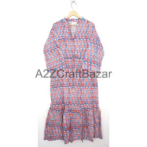 Tunique bohème élégante en coton pour femmes, robe mi-longue décontractée à imprimé oeillet floral, longue, écologique, lavable et respirante, nettoyage à sec - Product Image 4