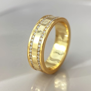 Bague en argent sterling 925 FOXI, bijoux <span class=keywords><strong>Avalanche</strong></span> pour homme, plaquée or jaune, bague d'éternité en CZ, alliance de mariage, bague d'anniversaire - Product Image 1