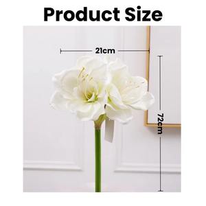 Bulbes d'<span class=keywords><strong>Amaryllis</strong></span> Artificiels Personnalisés à 4 Têtes, Rouge et Blanc, en Tissu de Soie, Fleurs Réalistes et Longue Durée pour la Maison, Fête des Mères, Noël - Product Image 2