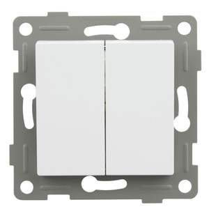Encastrable blanc avec interrupteur double, idéal pour contrôler plusieurs points d'éclairage dans les installations électriques. - Product Image 1