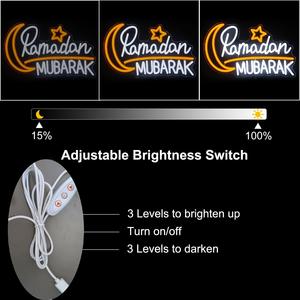 Letrero de Neón Ramadán Mubarak, Arte Islámico de Pared, Letreros de Eid Mubarak, Luz de Neón LED con Forma de <span class=keywords><strong>Luna</strong></span> y Estrella, Letrero de Neón LED Regulable para Ramadán, Bismillah - Product Image 4