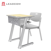 LEADCOM L-E01 Ensemble de bureau et chaise d'étudiant collaboratif mobile, table et chaise ergonomiques pour l'école avec porte-livres en métal pour la salle de classe