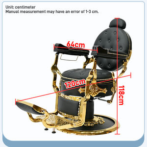 Chaise de salon de <span class=keywords><strong>coiffure</strong></span> robuste, hydronique, noire et dorée, pour hommes, avec appui-tête, inclinable - Product Image 3