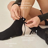 Chaussettes pour femmes personnalisées à marque privée, avec bande de maintien à la cheville et nœuds, de qualité supérieure, pour le yoga et le Pilates, antidérapantes, à séchage rapide, respirantes et écologiques