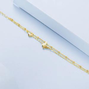 Double-Layer Butterfly <b>Bracelet</b> 925 Sterling Silver Dainty Beaded Chain Adjustable for Women <b>Charm</b> <b>Bead</b> Fine Jewelry Gift - Product Image 4