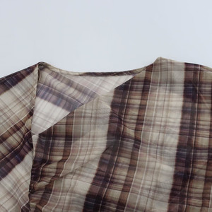 Camiseta <span class=keywords><strong>de</strong></span> <span class=keywords><strong>Manga</strong></span> <span class=keywords><strong>Larga</strong></span> con Cuello Asimétrico, Estilo Retro, Plisada con <span class=keywords><strong>Tul</strong></span> a Cuadros, para Mujer, Primavera - Product Image 3