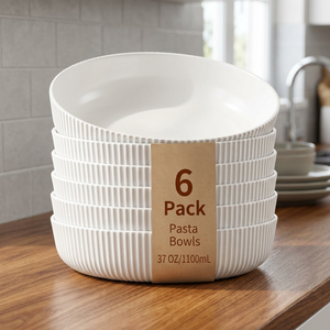 Ensemble de bols à pâtes et salades en plastique incassable, écologiques et personnalisables, vaisselle résistante au lave-vaisselle, soupières et récipients pour assaisonnements et soupes - Product Image 4