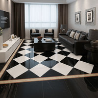 Nouvelles arrivées : carreaux de sol en porcelaine effet marbre poli de luxe 600x600mm, super noir brillant, pour salon, salle de bain, style moderne