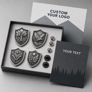 Juego de Insignias de Escudo 3D Fundidas a Presión con Diseño de Animales Naturales en Plata Antigua Personalizada - Product Image 2