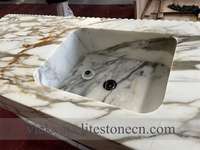 Meubles de salle de bain de luxe personnalisés, marbre Calacatta Oro, armoires de salle de bain, lavabo simple, vasque en marbre, meuble-lavabo de salle de bain