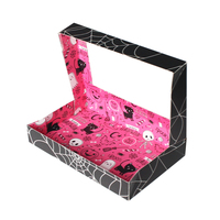 Cajas de Embalaje Rectangulares de Cartón Rosa y Negro Personalizadas con Ventana para Pasteles - ¡Gran Venta!