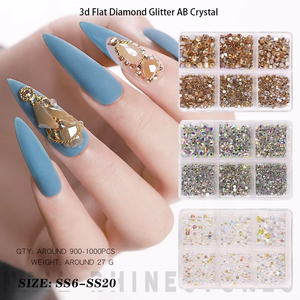 Diamantes de imitación brillantes en 3d, cristales <span class=keywords><strong>AB</strong></span> para uñas, en forma de piedra, en caja - Product Image 4