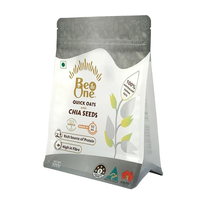 Sacs d'emballage alimentaire personnalisés de qualité alimentaire, sacs à fond carré mat avec fermeture éclair, impression en héliogravure, flocons d'avoine, graines de chia, céréales pour le petit-déjeuner, collation