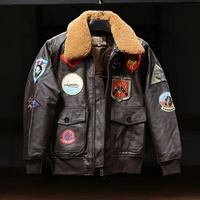 Blouson Bomber G1 Top Gun en Cuir Véritable Personnalisé avec Logo, Col en Agneau, Unisexe, en Cuir de Vachette et Coton, Vêtement Décontracté – Direct Usine