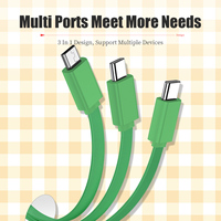 Charming Unique Tomate 3 en 1 Cable de carga Teléfono celular móvil multifunción Android Tipo C Cable de carga USB