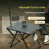 Table de camping pliable portable, hauteur réglable, ouverture hydraulique automatique, bureau tactique léger en acier au carbone pour le camping et les pique-niques