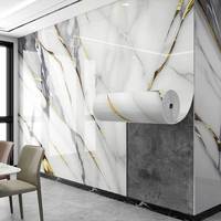 Papier peint brillant en PVC à motif marbré, autocollant en vinyle, rouleaux de revêtement mural pour comptoir de cuisine, armoire, décoration intérieure