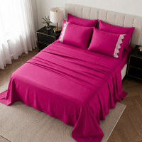Parure de draps ajustés 6 pièces en dentelle, toucher doux, taille Queen, style cadeau de mariage, respirante et douce pour la peau