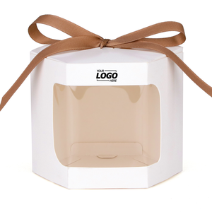 Kotak hadiah heksagonal dengan jendela pajangan, kotak kertas Premium dengan tutup untuk kerajinan, kue, permen untuk pesta pernikahan - Product Image 3