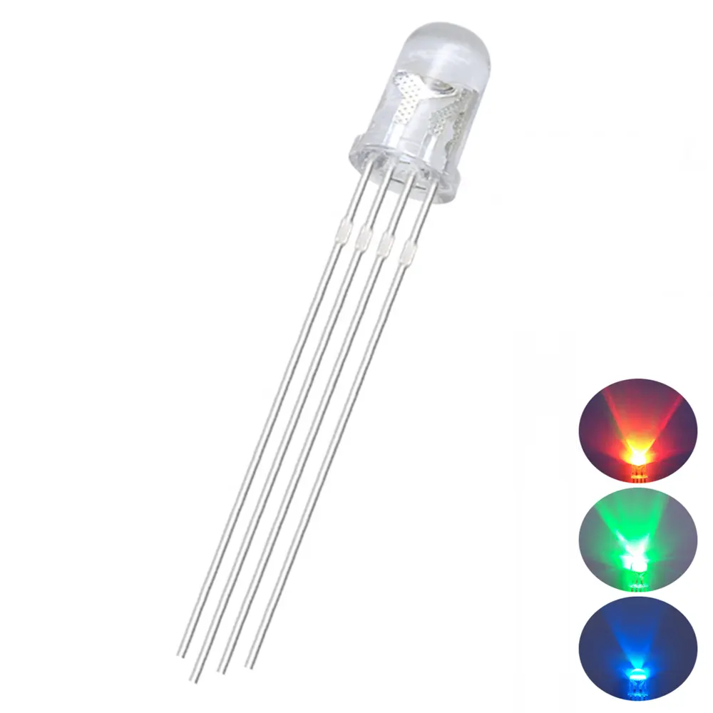 Czinelight 5mm Full Color Rgb Led In Diode Lights Tri-farbe 4 Pins Common Anode Water Clear/transparent Multi-farbe