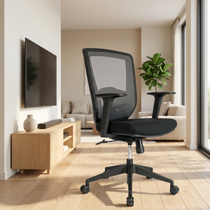 Silla de oficina ergonómica de malla con reposabrazos ajustables y base giratoria para uso en el hogar u oficina - Product Image 3